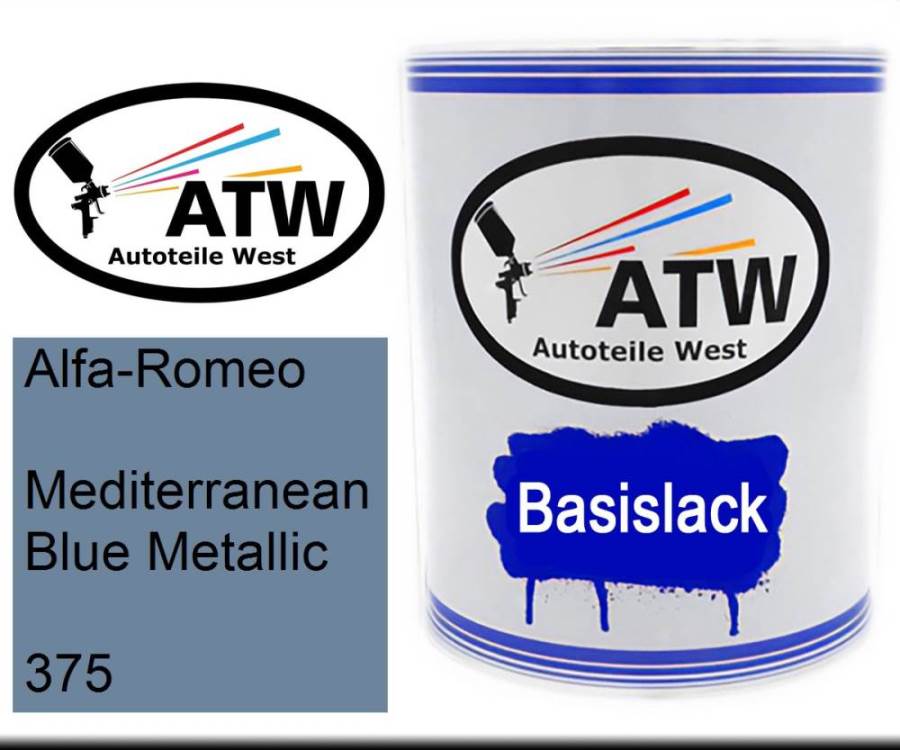 Alfa-Romeo, Mediterranean Blue Metallic, 375: 1L Lackdose, von ATW Autoteile West.